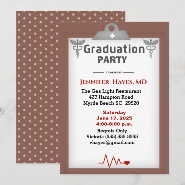 Invitation Médecin Infirmière Porte - bloc Brown (Devant / Derrière)