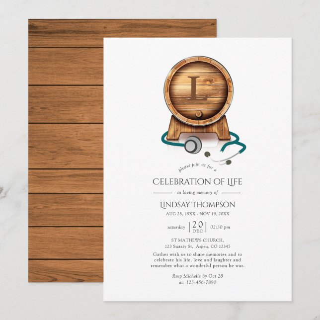 Invitation Médecin passionné de vin Célébration de la vie Mon (Devant / Derrière)