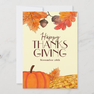 Invitation Média sociaux de Thanksgiving heureux simple marro
