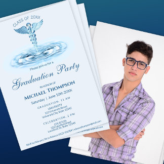 Invitation Medical Blue Water Ripples Graduation | Photo