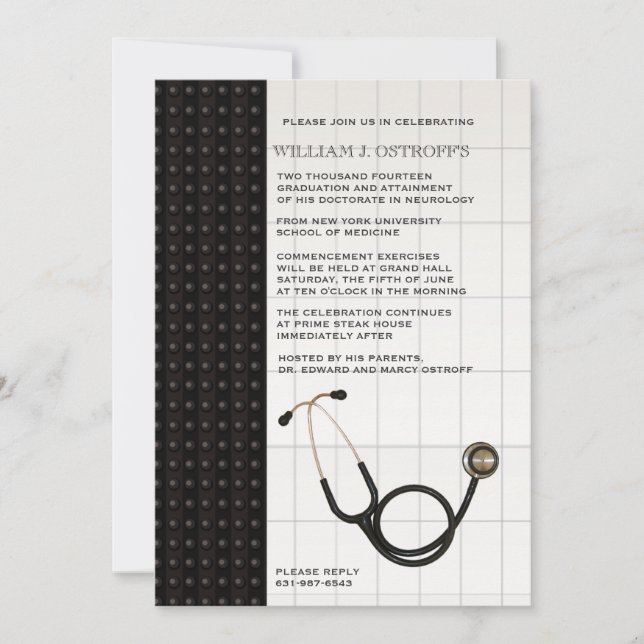 Invitation Médicale d'obtention du diplôme de (Devant)