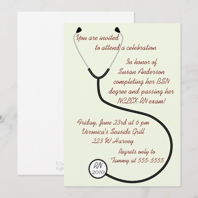 Invitation Médicale ou de diplôme en soins (Devant / Derrière)
