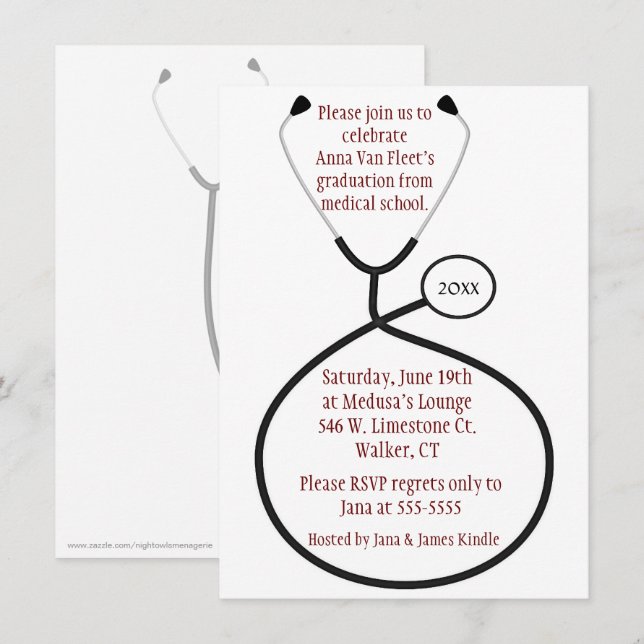 Invitation Médicale ou de soins de fête de remise (Devant / Derrière)