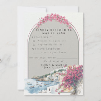 Invitation Mediterranean Coastal Wedding RSVP Card – Response