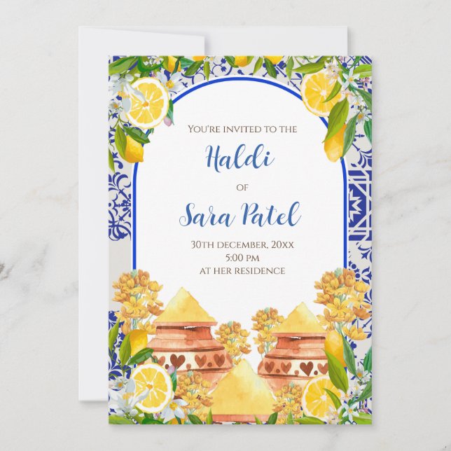 Invitation Mediterranean Haldi invite le décor italien Haldi (Devant)