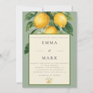 Invitation Mediterranean Lemon with QR Code | Soft Sage Green