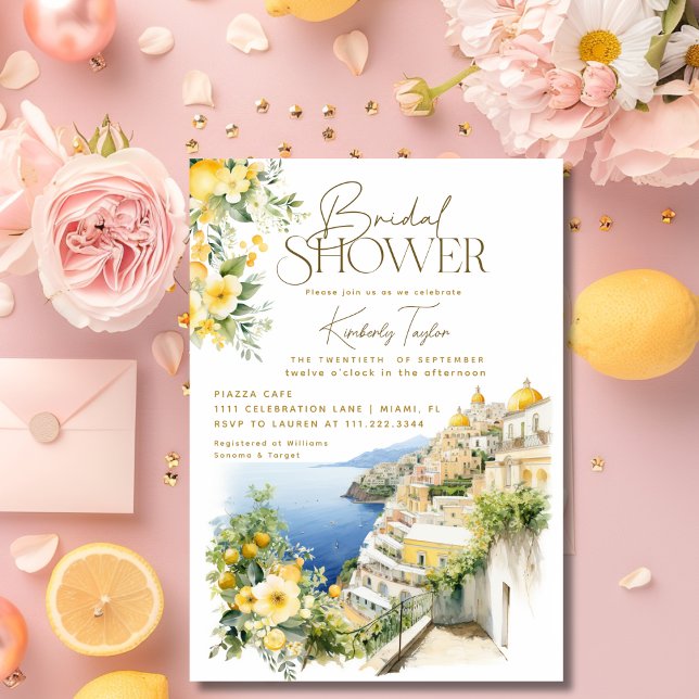 Invitation Méditerranée Italie Positano Fête des mariées ital (Mediterranean Italy Positano Italian Bridal Shower Invitation)