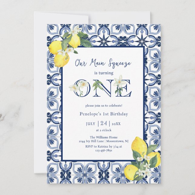 Invitation Méditerranéenne Squeeze Lemon Baby Girl First (Devant)