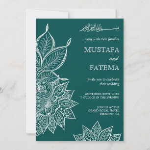 Invitation Mehendi Henna de mariage islamique Vert de mer
