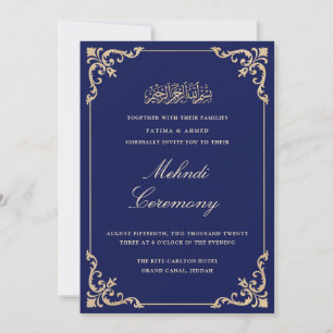 Invitation Mehndi Bleu Mariage musulman musulman
