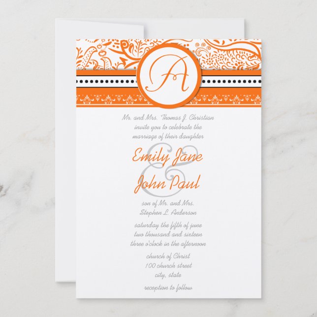 Invitation Mehndi Coral Indien Orange Inséparable Mariage (Dos)