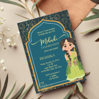 Mehndi indien cachemire sarcelle vert mignon marié