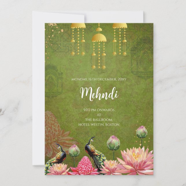 Invitation Mehndi invitations numériques indiens p (Devant)