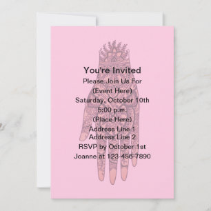 Invitation Mehndi Tattoo Art Rose Design Party