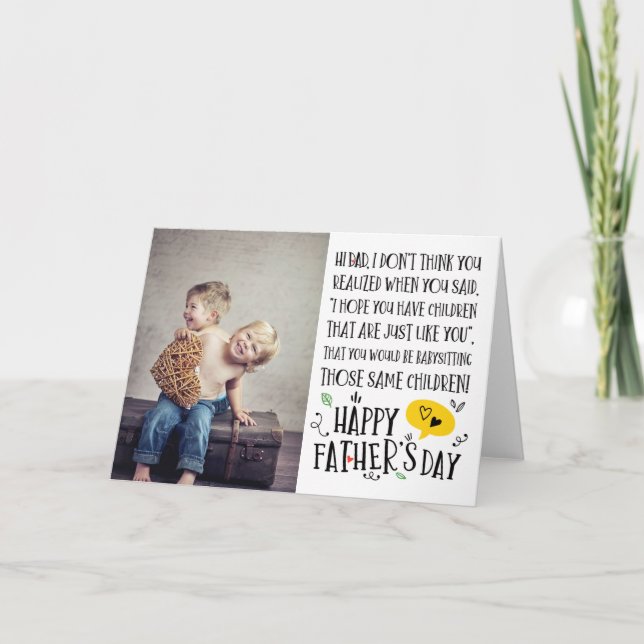 Invitation Meilleur Bébé Sitter Papa Drôle Fête des pères Pli (Devant)