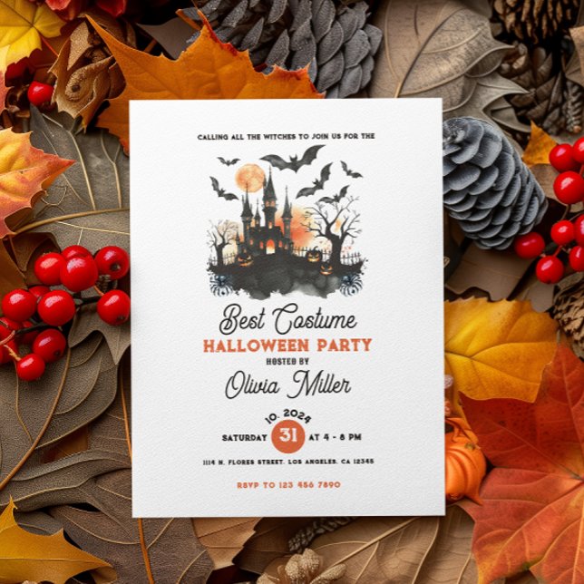 Invitation Meilleur costume Halloween Party Enchanted Castle (Créateur téléchargé)