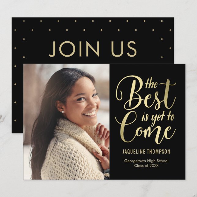 Invitation Meilleur Futur ÉDITABLE COULEUR photo de graduatio (Devant / Derrière)