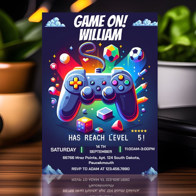 Invitation Meilleur garçon cool gaming niveau jusqu'à 5e anni (Créateur téléchargé)