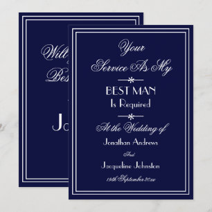 Invitation Meilleur homme Mariage Personnalisé Élégant bleu m