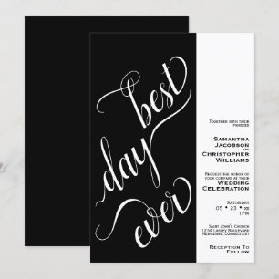 Invitation Meilleur Jour Jamais Minimal 2 Volets Mariage noir