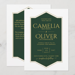 Invitation Meilleur Mariage Emerald Green Gold MONOCHROME