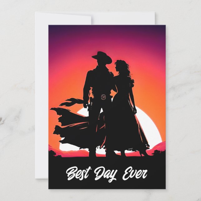 Invitation Meilleur Mariage noir pour chaque jour de Cowboy e (Devant)
