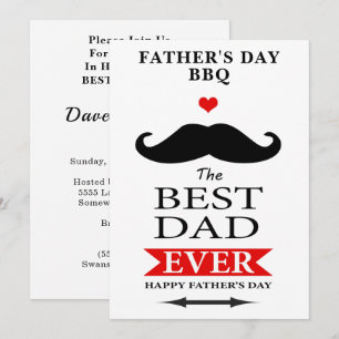 Invitation Meilleur Papa Jamais Fête des pères Moustache Lunc