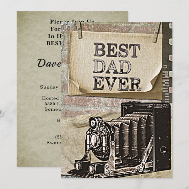 Invitation Meilleur papa jamais Fête des pères Russe Jardin c (Devant / Derrière)
