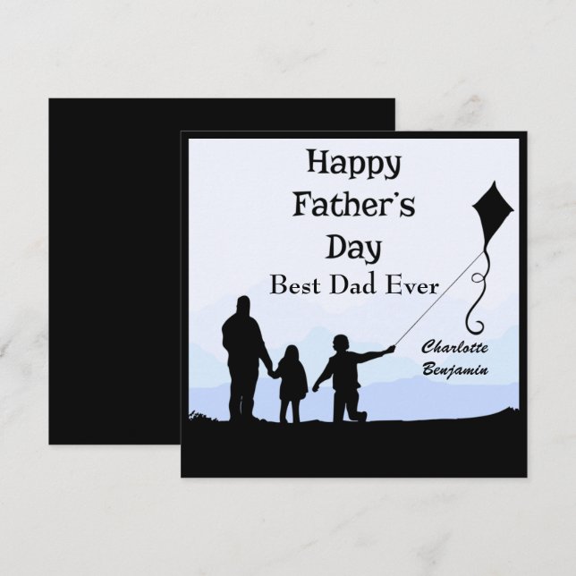 Invitation Meilleur papa Silhouette Noms Fête des pères de ce (Devant / Derrière)