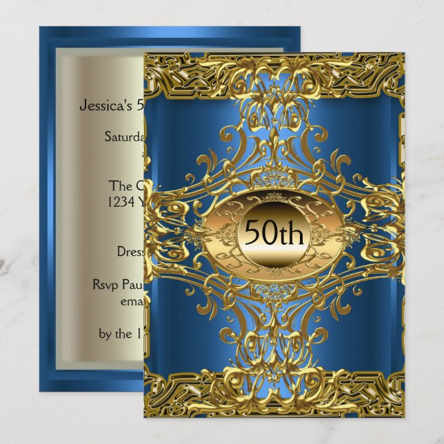 Invitation Meilleure 50e fête d'anniversaire d'or (Devant / Derrière)