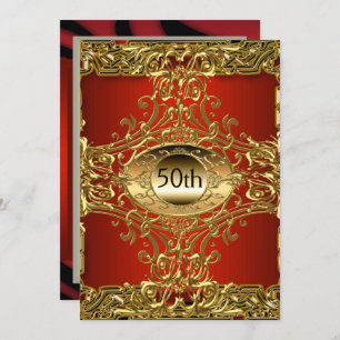 Invitation Meilleure 50ème Gold Burgundy Anniversaire