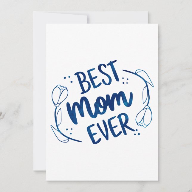 Invitation Meilleure Maman Toujours Fête des mères Bleu Flora (Devant)