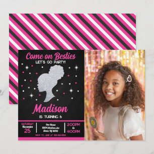 Invitation Meilleures amies de la poupée rose fête de mode ph