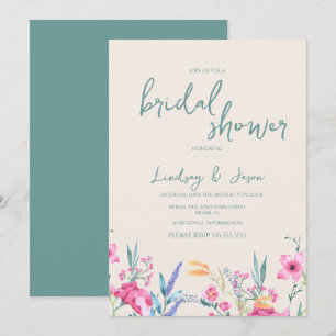Invitation Mélange de fleurs sauvages à l'aquarelle écriture