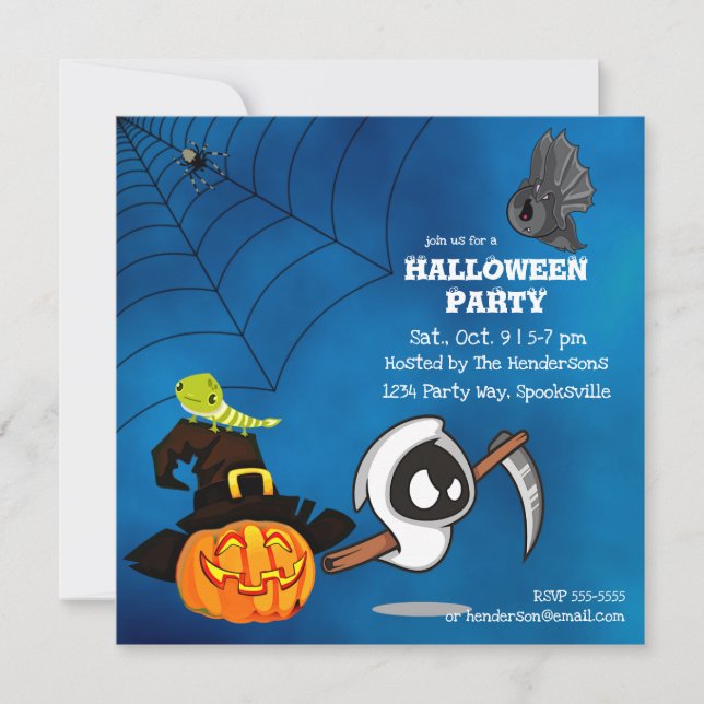 Invitation Mélange faucheuse fantôme et Halloween Jack-o-lant (Devant)