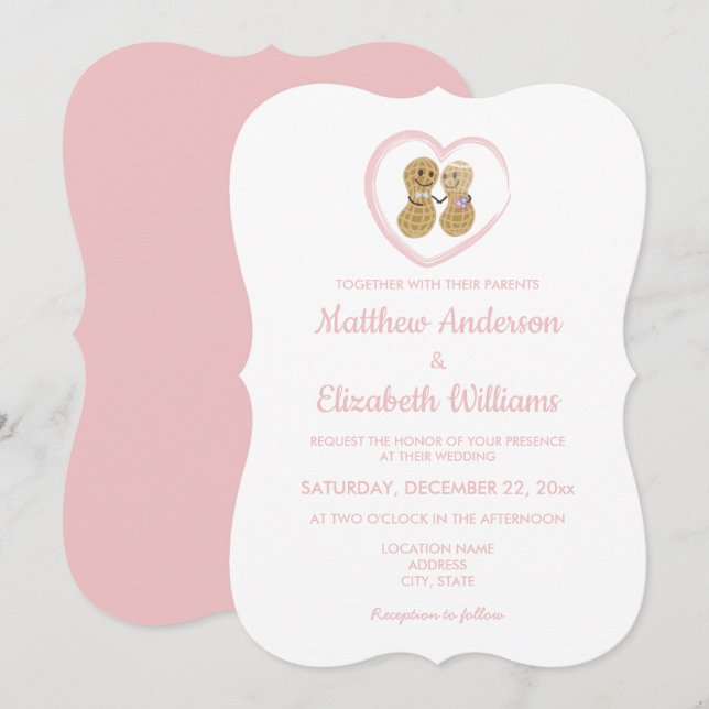 Invitation Mélange Mariage À propos de l'autre Mignonne (Devant / Derrière)
