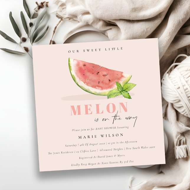 Invitation Mélange Notre Petit Melon Baby shower Aquarelle Bl (Créateur téléchargé)