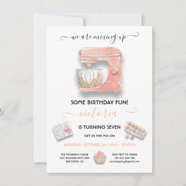 Invitation Mélangeur de fête d'anniversaire de cuisson (Devant)