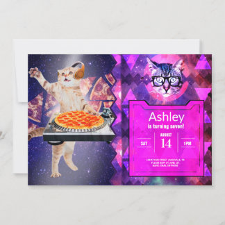 Invitation Mélangeur de Tourne-disque de chat DJ
