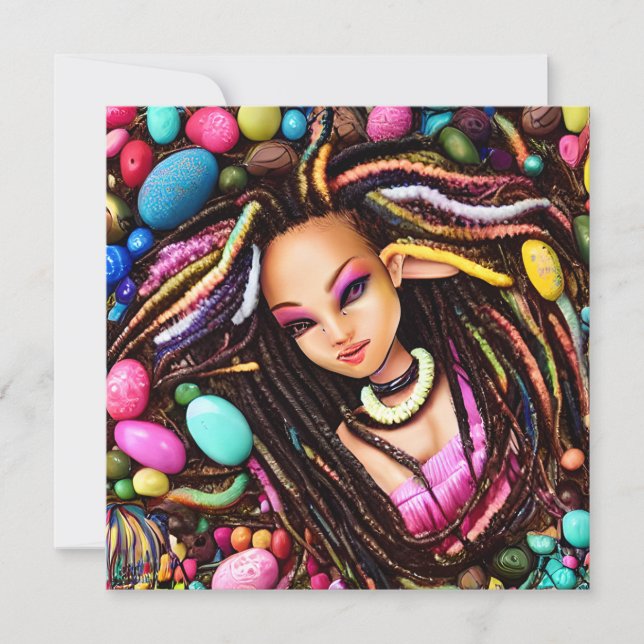 Invitation Melanin Easter Rainbow Spring Sista Girl Birthday (Devant)