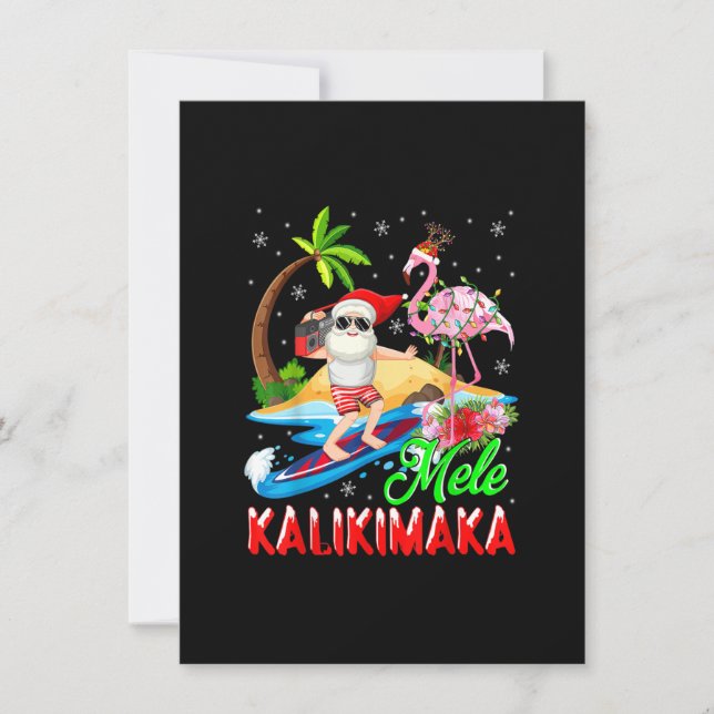 Invitation Mele Kalikimaka Merry Xmas Flamant rose hawaïen Pè (Devant)
