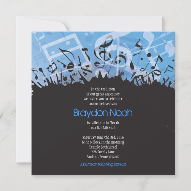 Invitation MELODY de l'invitation Bat mitzvah du bar TORAH (Devant)