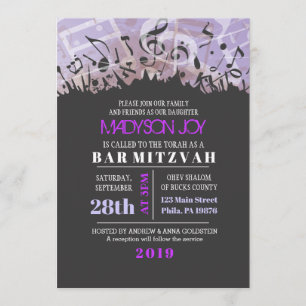 Invitation MELODY de l'invitation du Bat mitzvah du bar TORAH