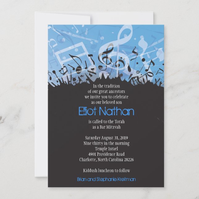 Invitation MELODY of the TORAH Bar Bat mitzvah Invitation-1 (Devant)