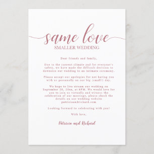 Invitation Même Amour Downsize Mariage Rose or