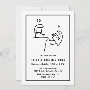 Invitation Mème amusant Humour simple Noir Blanc 10e annivers