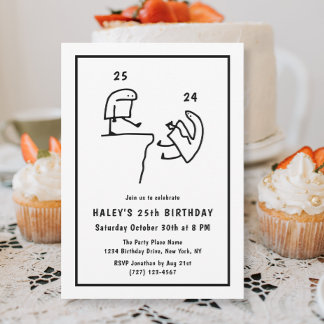 Invitation Mème amusant Humour simple Noir Blanc 34e annivers