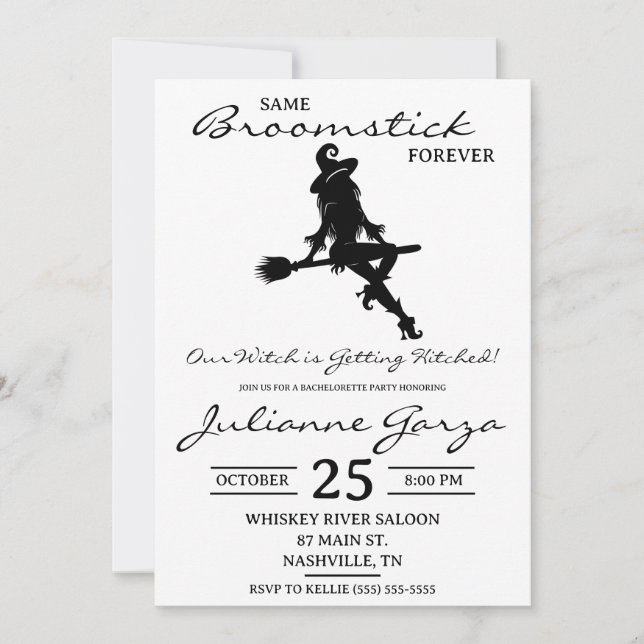 Invitation Même balai pour toujours ! Enterrement de vie de j (Devant)