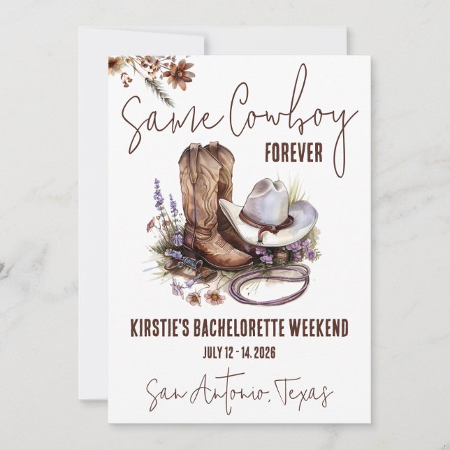 Invitation Même Cowboy Pour Toujours ! Bachelorette Weekend P (Devant)
