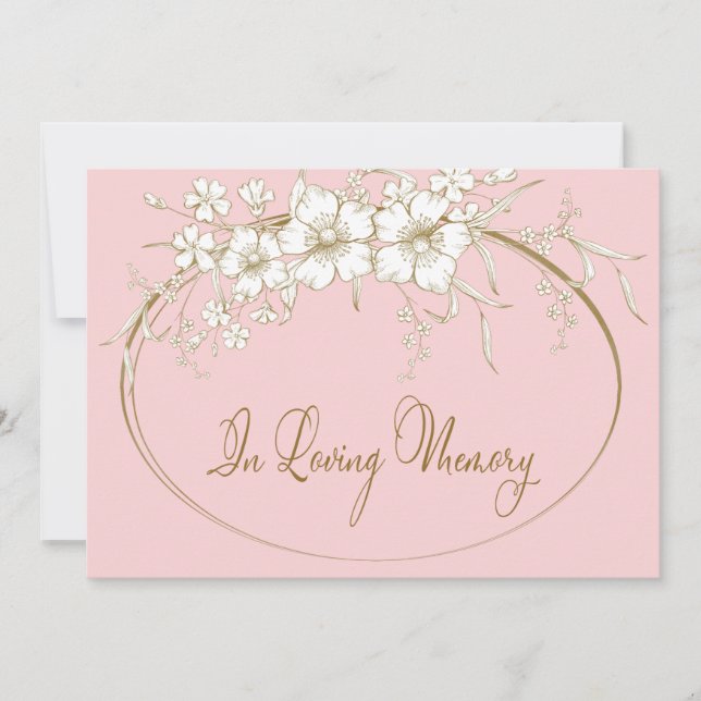 Invitation Mémoire d'amour Élégant Floral Gold Memorial (Devant)